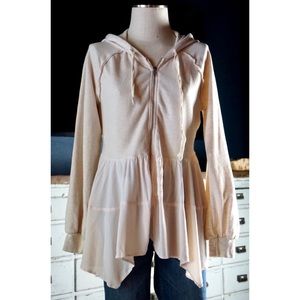 NEW! Anthropologie Anthro Lavande Tunic zip up babydoll cut Hoodie Cream Size XS
